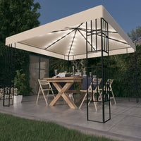 vidaXL Gazebo com cordões de luzes LED 3x3 m cor creme