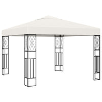 vidaXL Gazebo com cordões de luzes LED 3x3 m tecido cor creme