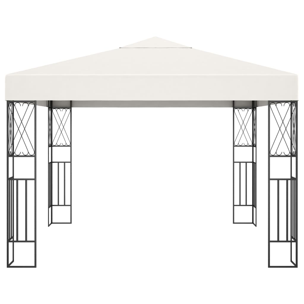 vidaXL Gazebo com cordões de luzes LED 3x3 m tecido cor creme