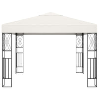 vidaXL Gazebo com cordões de luzes LED 3x3 m tecido cor creme