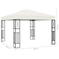 vidaXL Gazebo com cordões de luzes LED 3x3 m tecido cor creme