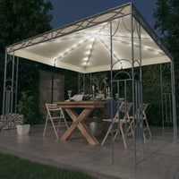 vidaXL Gazebo com cordões de luzes LED 300x300 cm cor creme