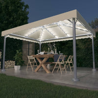 vidaXL Gazebo com cordões de luzes LED 400x300 cm alumínio cor creme