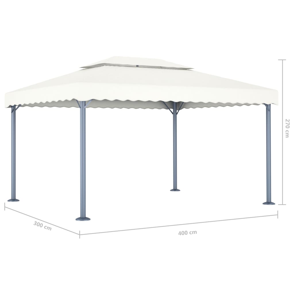 vidaXL Gazebo com cordões de luzes LED 400x300 cm alumínio cor creme