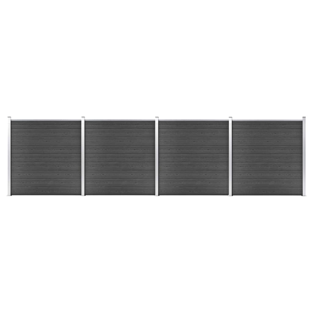 vidaXL Painel de vedação WPC 180x186 cm preto