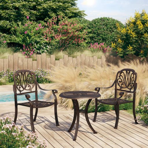 vidaXL 3 pcs conjunto bistrô alumínio fundido bronze