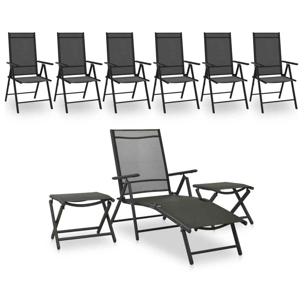 vidaXL 9 pcs conjunto lounge de jardim preto e antracite