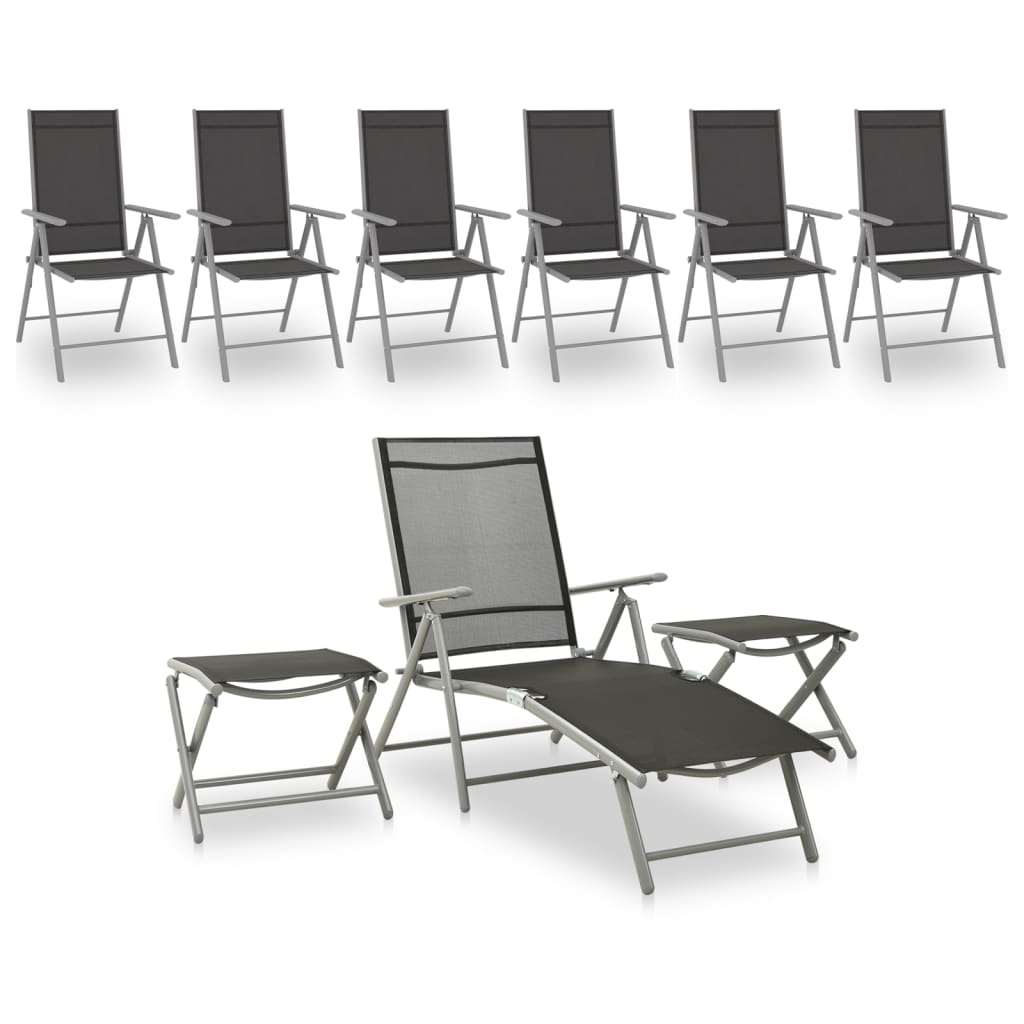 vidaXL 9 pcs conjunto lounge de jardim preto e antracite