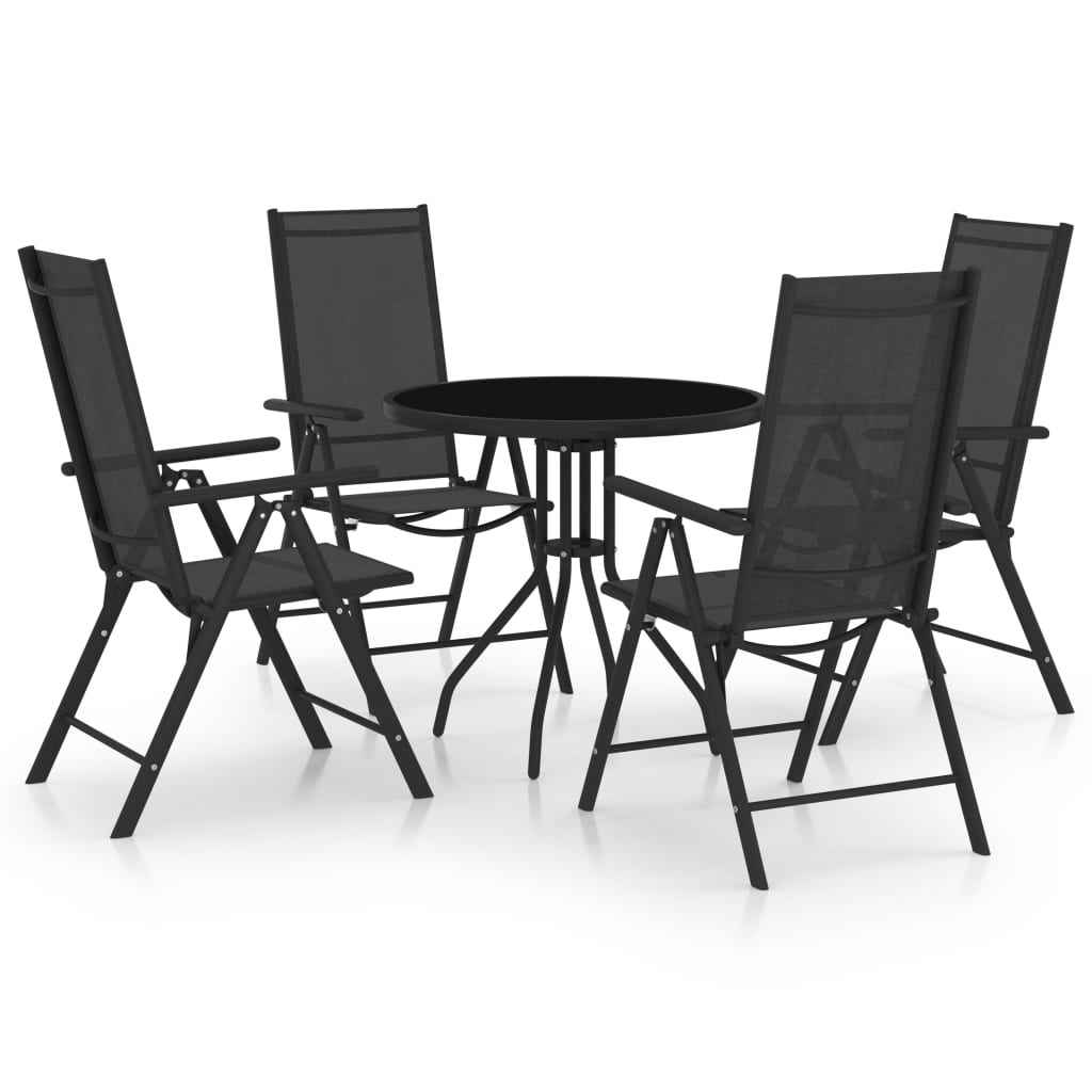 vidaXL 5 pcs conjunto de jantar para jardim alumínio e textilene preto