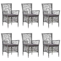 vidaXL 7 pcs conjunto de jantar para jardim vime PE cinzento