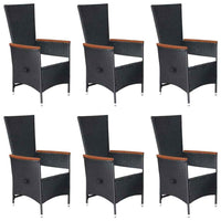 vidaXL 7 pcs conjunto de jantar para jardim vime PE preto