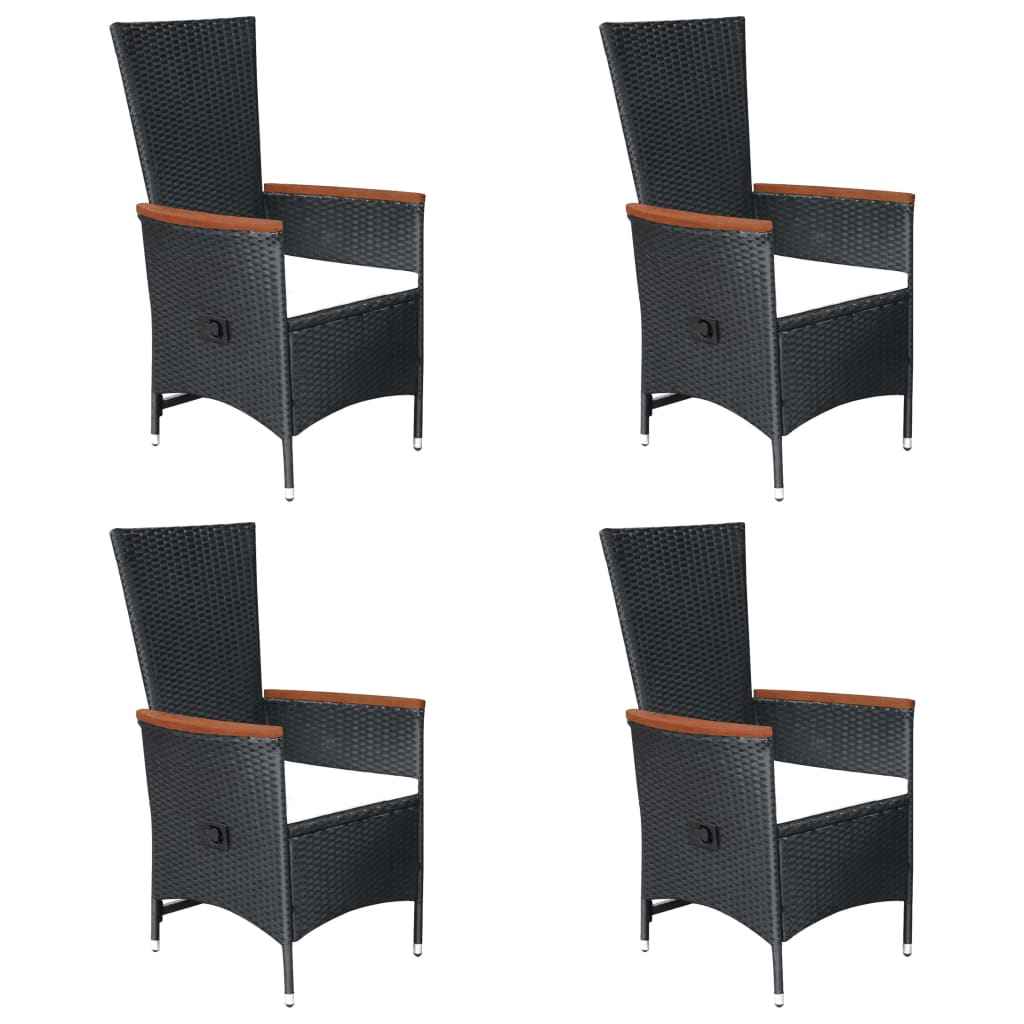 vidaXL 7 pcs conjunto de jantar para jardim vime PE preto