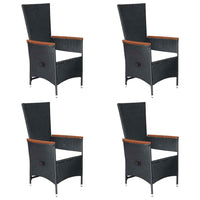 vidaXL 7 pcs conjunto de jantar para jardim vime PE preto