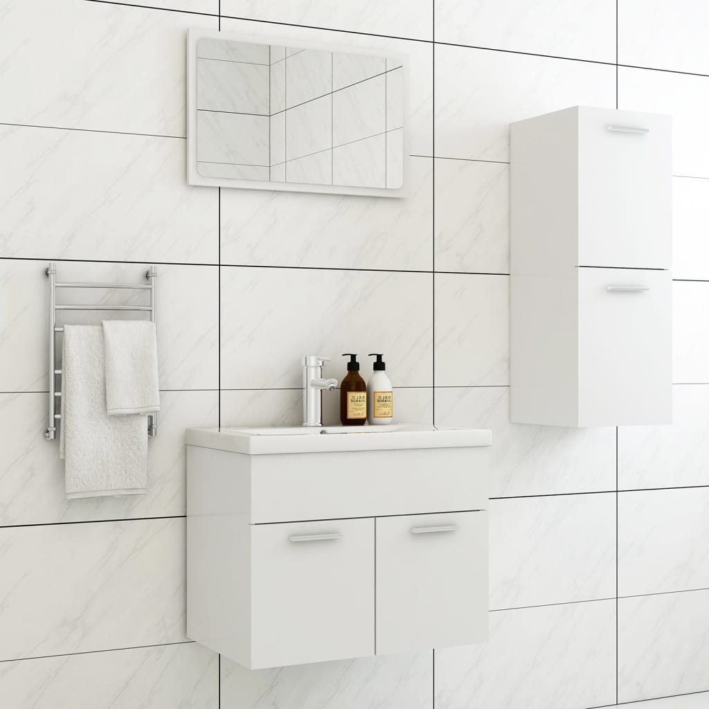vidaXL Conjunto de móveis de casa de banho contraplacado branco