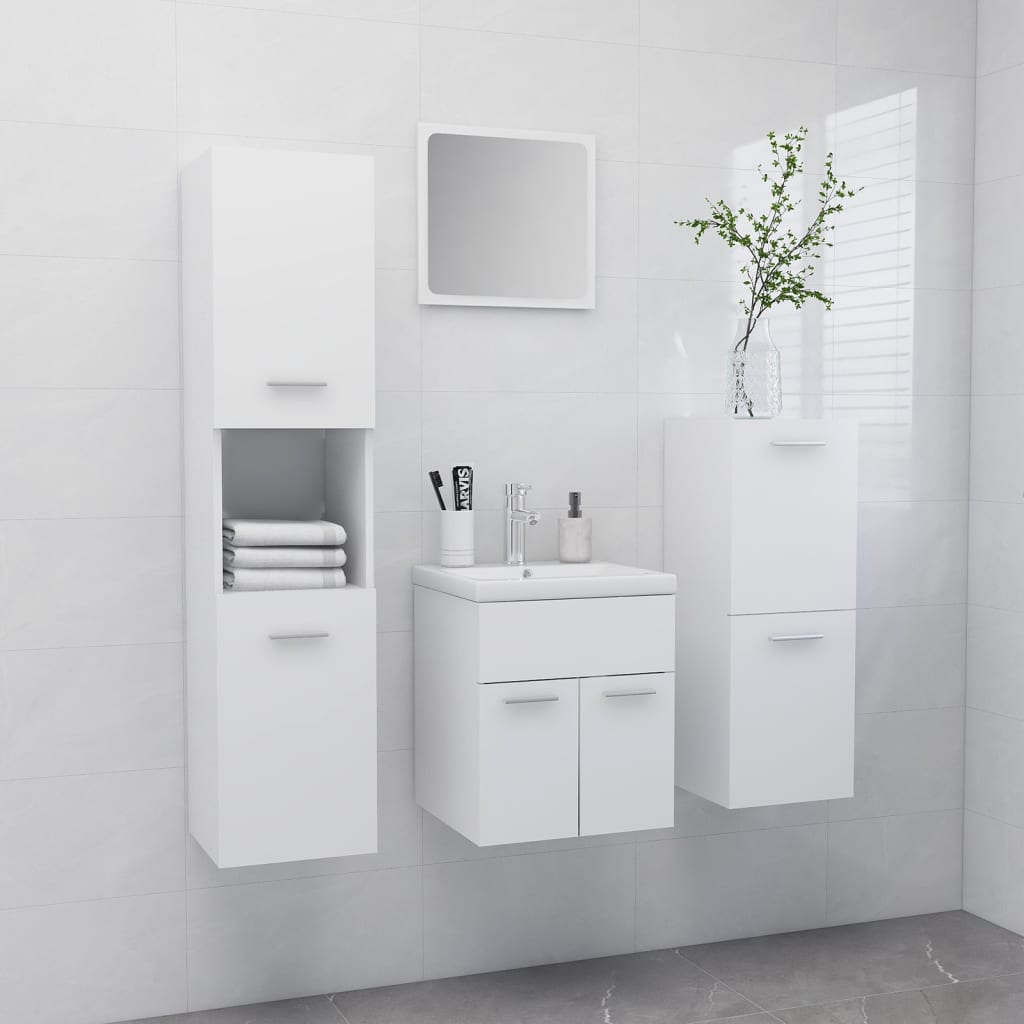 vidaXL Conjunto de móveis de casa de banho contraplacado branco