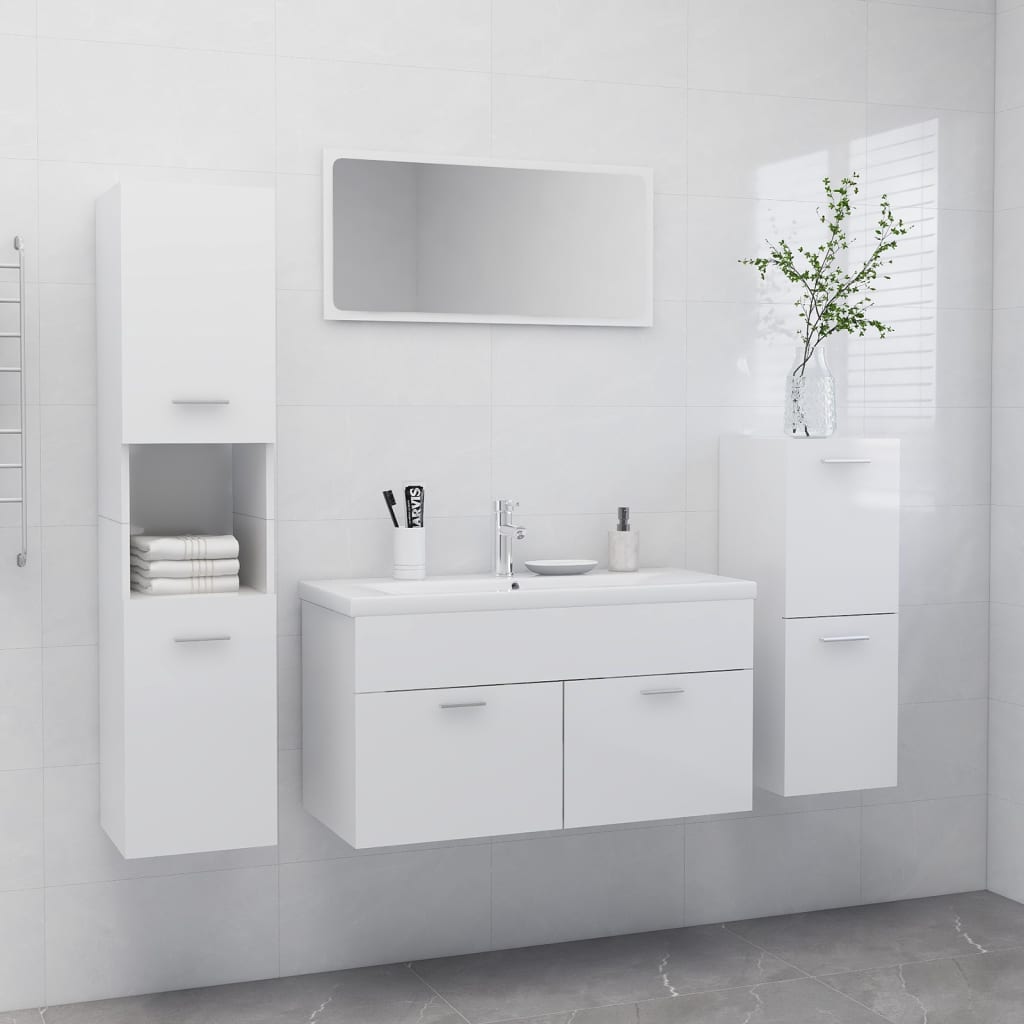 vidaXL Conjunto de móveis de casa de banho contraplacado branco