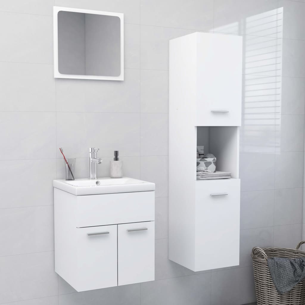 vidaXL Conjunto de móveis de casa de banho contraplacado branco
