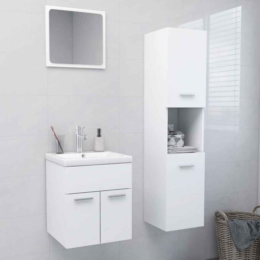 vidaXL Conjunto de móveis de casa de banho contraplacado branco