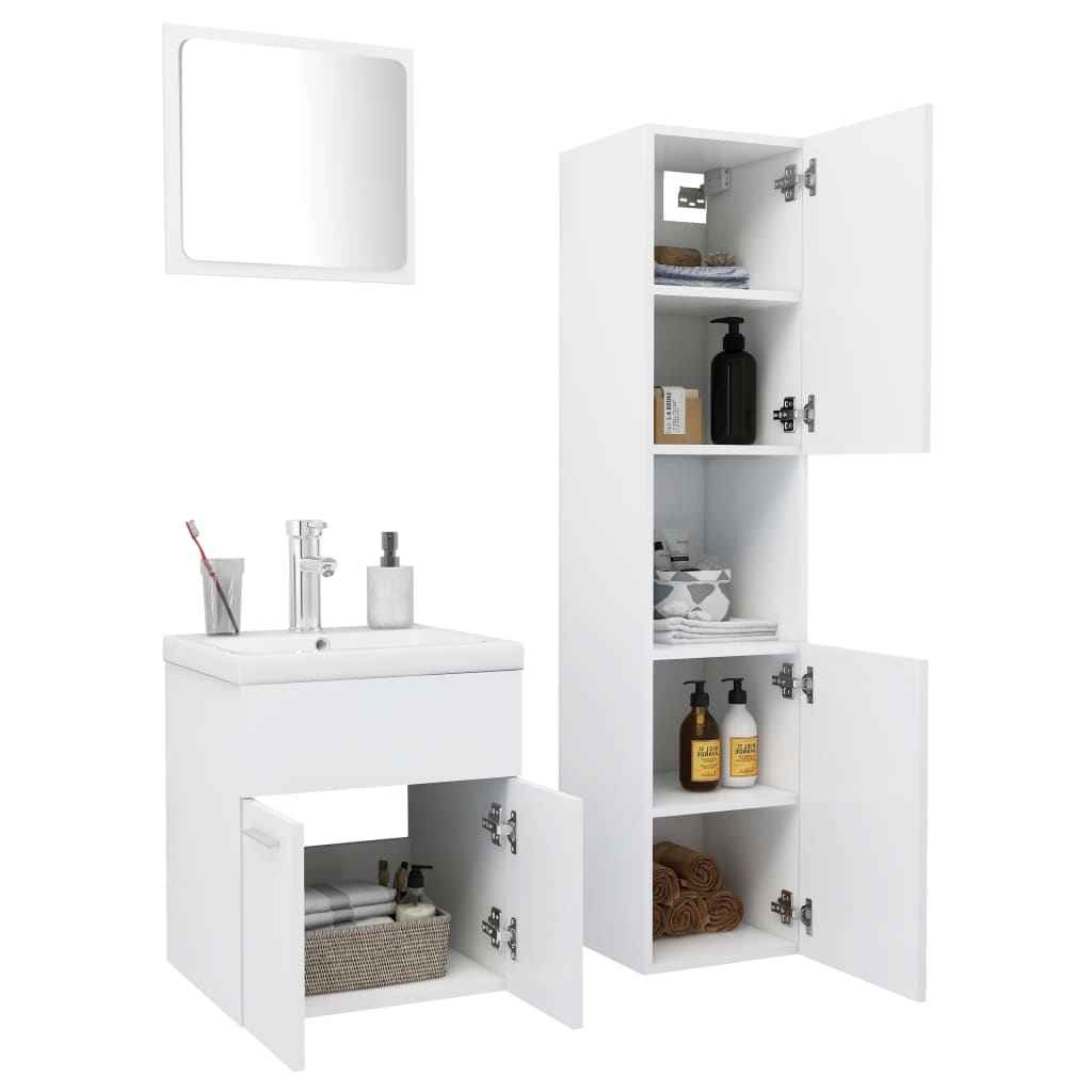vidaXL Conjunto de móveis de casa de banho contraplacado branco