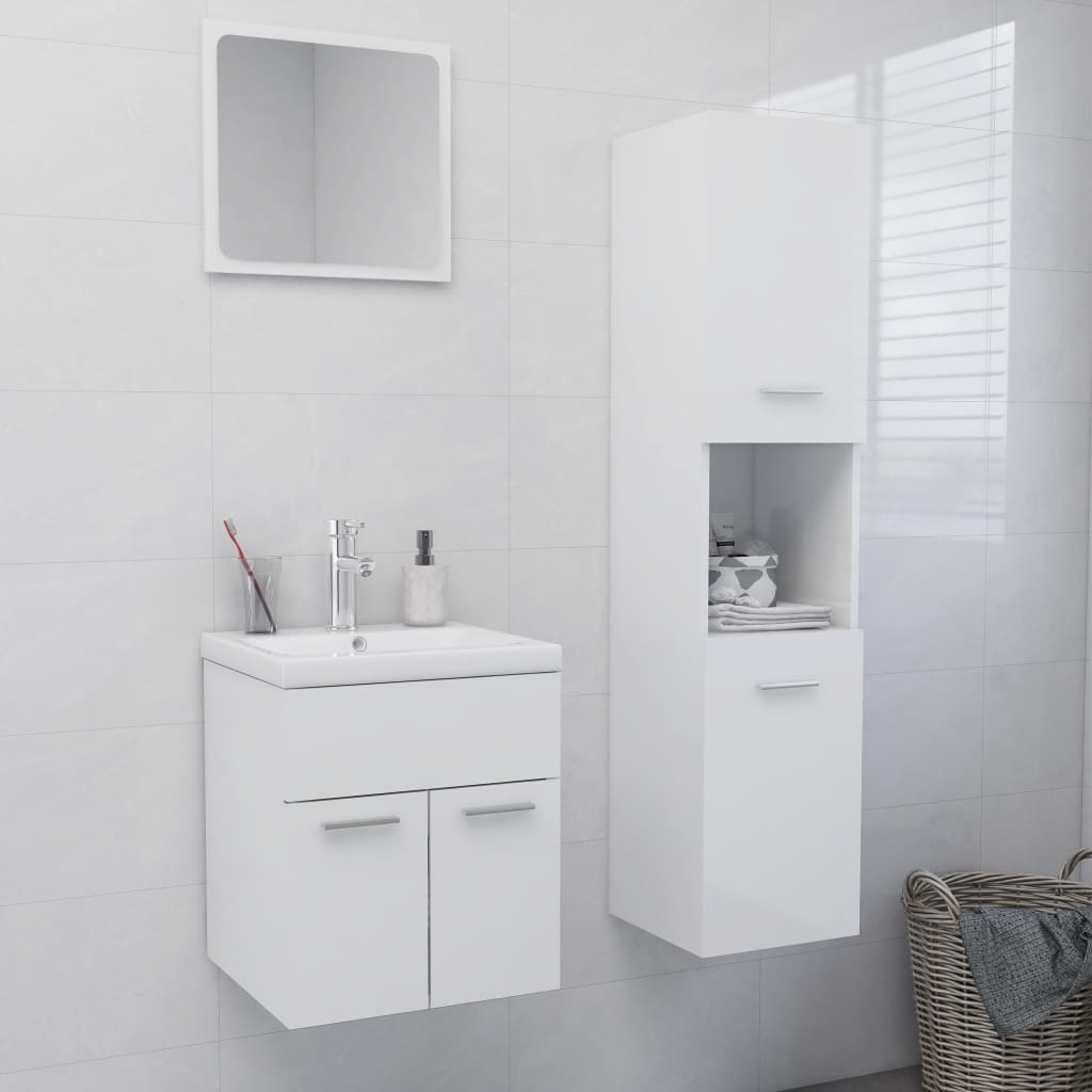 vidaXL Conjunto de móveis de casa de banho contraplacado branco