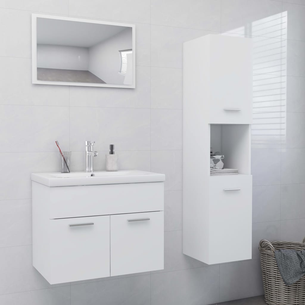 vidaXL Conjunto de móveis de casa de banho contraplacado branco