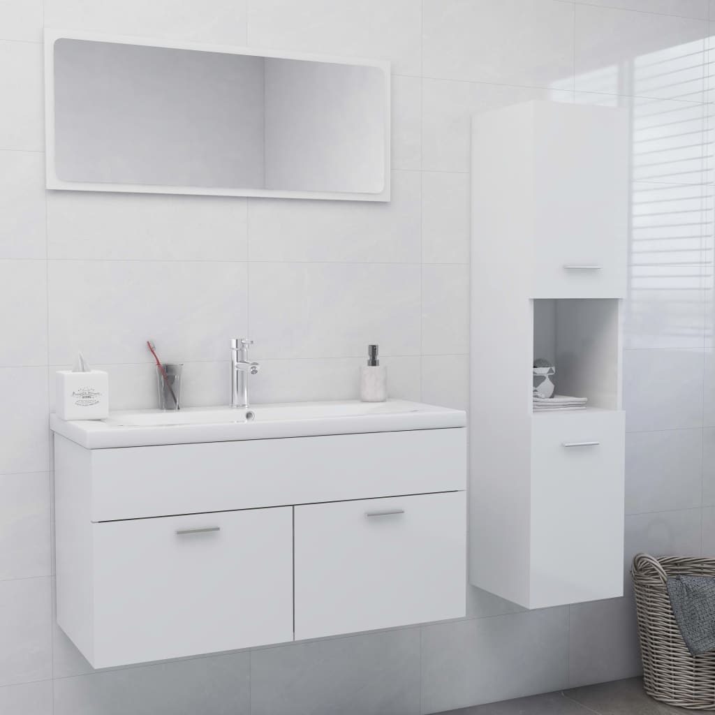 vidaXL Conjunto de móveis de casa de banho contraplacado branco