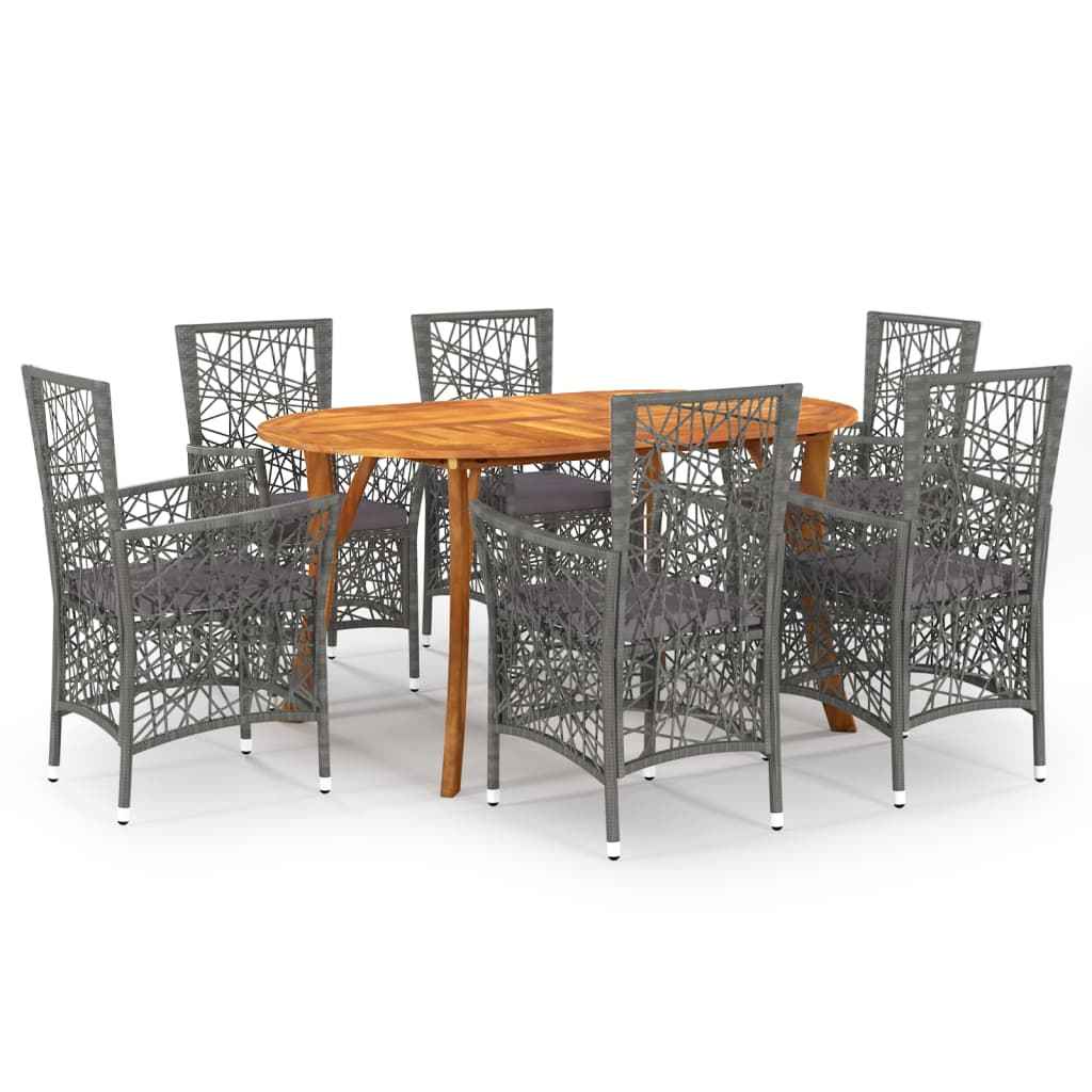 vidaXL 7 pcs conjunto de jantar para jardim cinzento