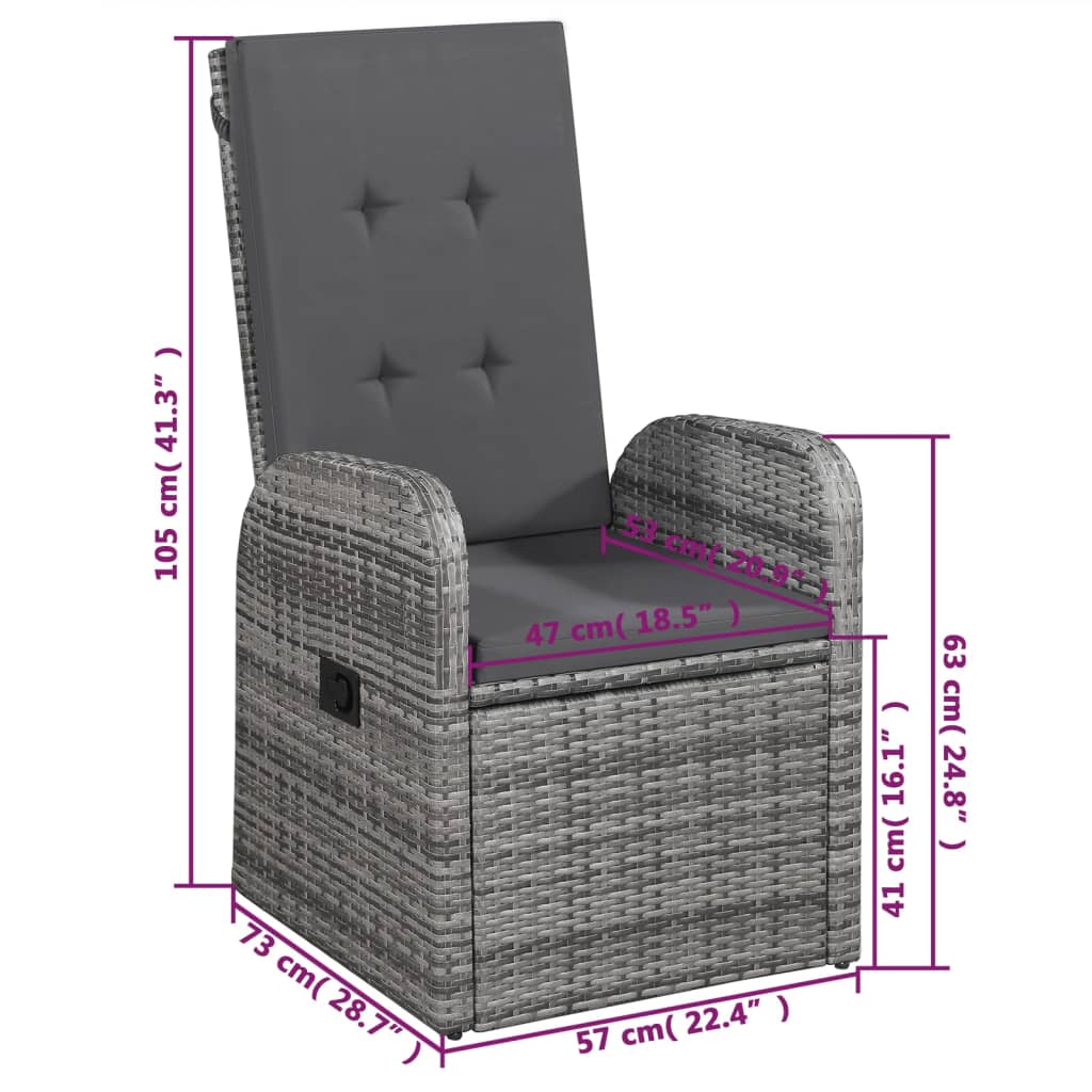 vidaXL 5 pcs conjunto de jantar para jardim cinzento