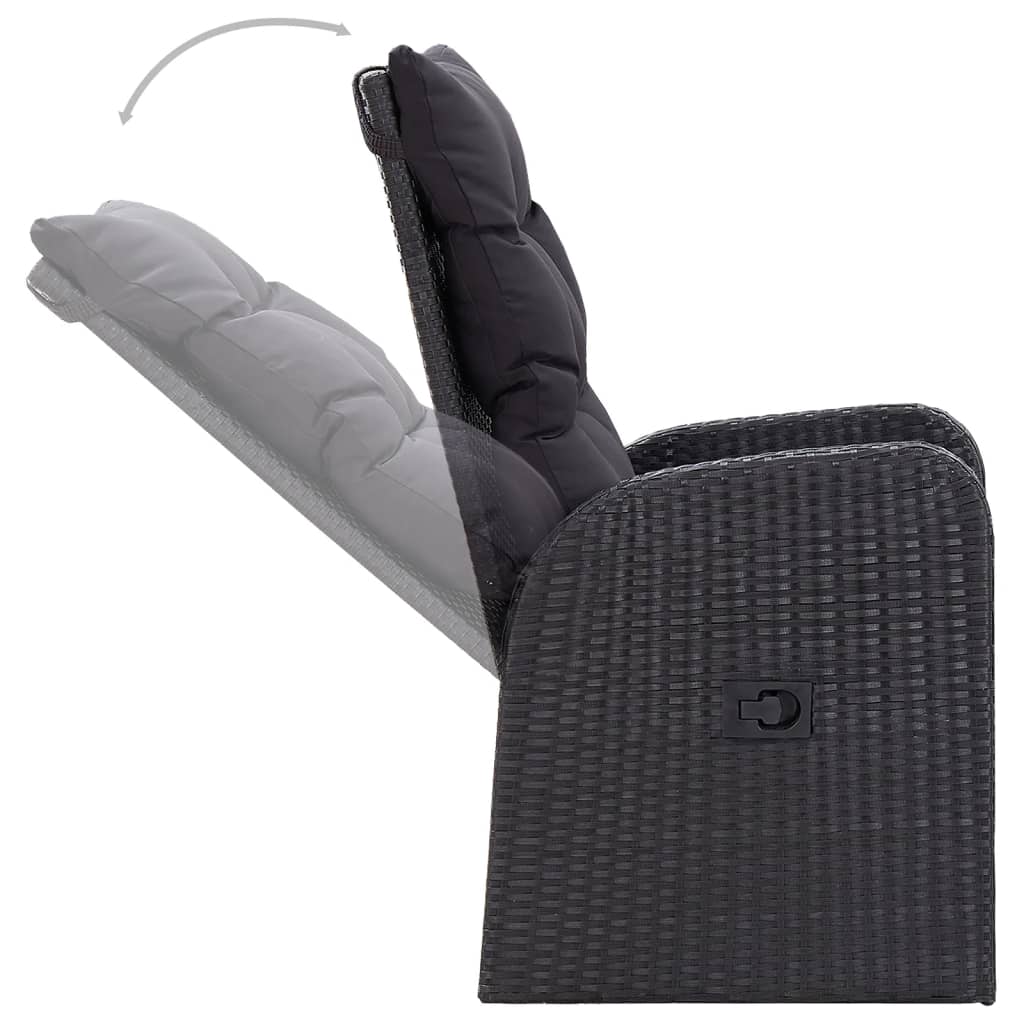 vidaXL 5 pcs conjunto de jantar para jardim preto