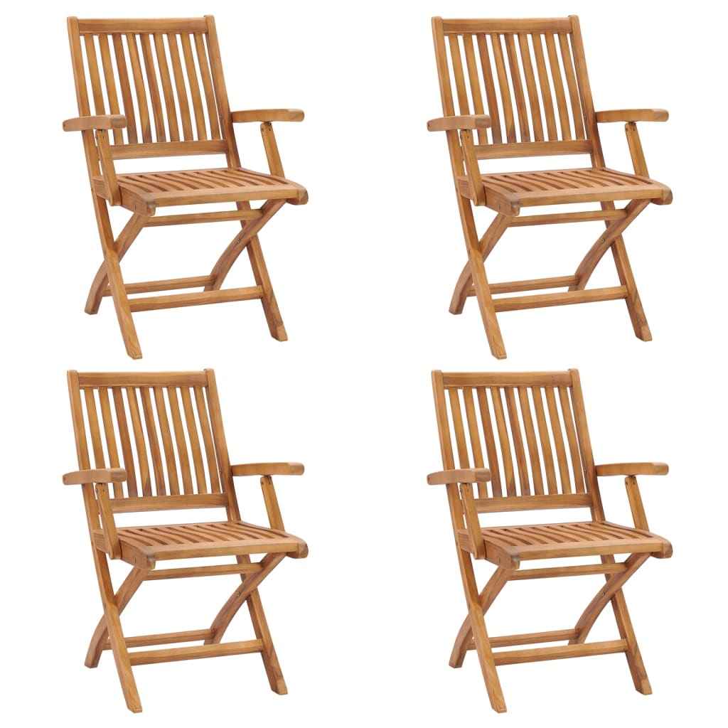 vidaXL Cadeiras de jardim dobráveis 4 pcs madeira de teca maciça