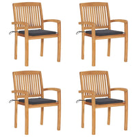 vidaXL Cadeiras de jardim c/ almofadões antracite 2 pcs teca maciça