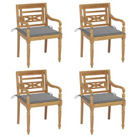 vidaXL Cadeiras Batávia c/ almofadões antracite 2 pcs teca maciça