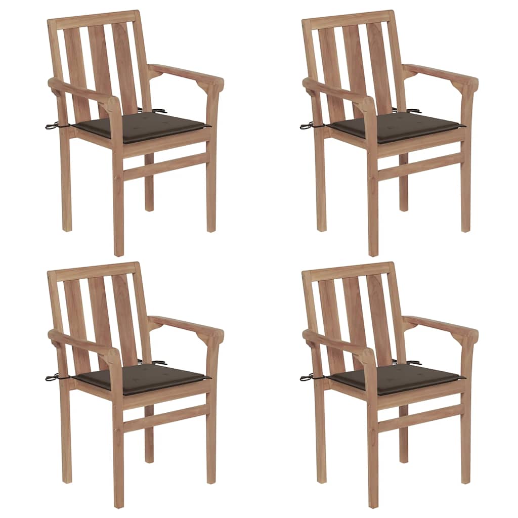 vidaXL Cadeiras de jardim c/ almofadões antracite 2 pcs teca maciça