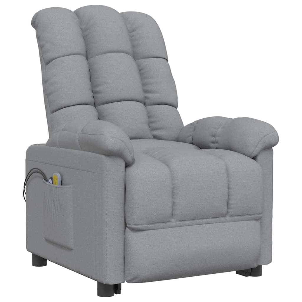 vidaXL Poltrona de massagens elétrica tecido cinzento-claro