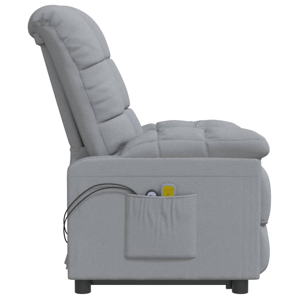vidaXL Poltrona de massagens elétrica tecido cinzento-claro