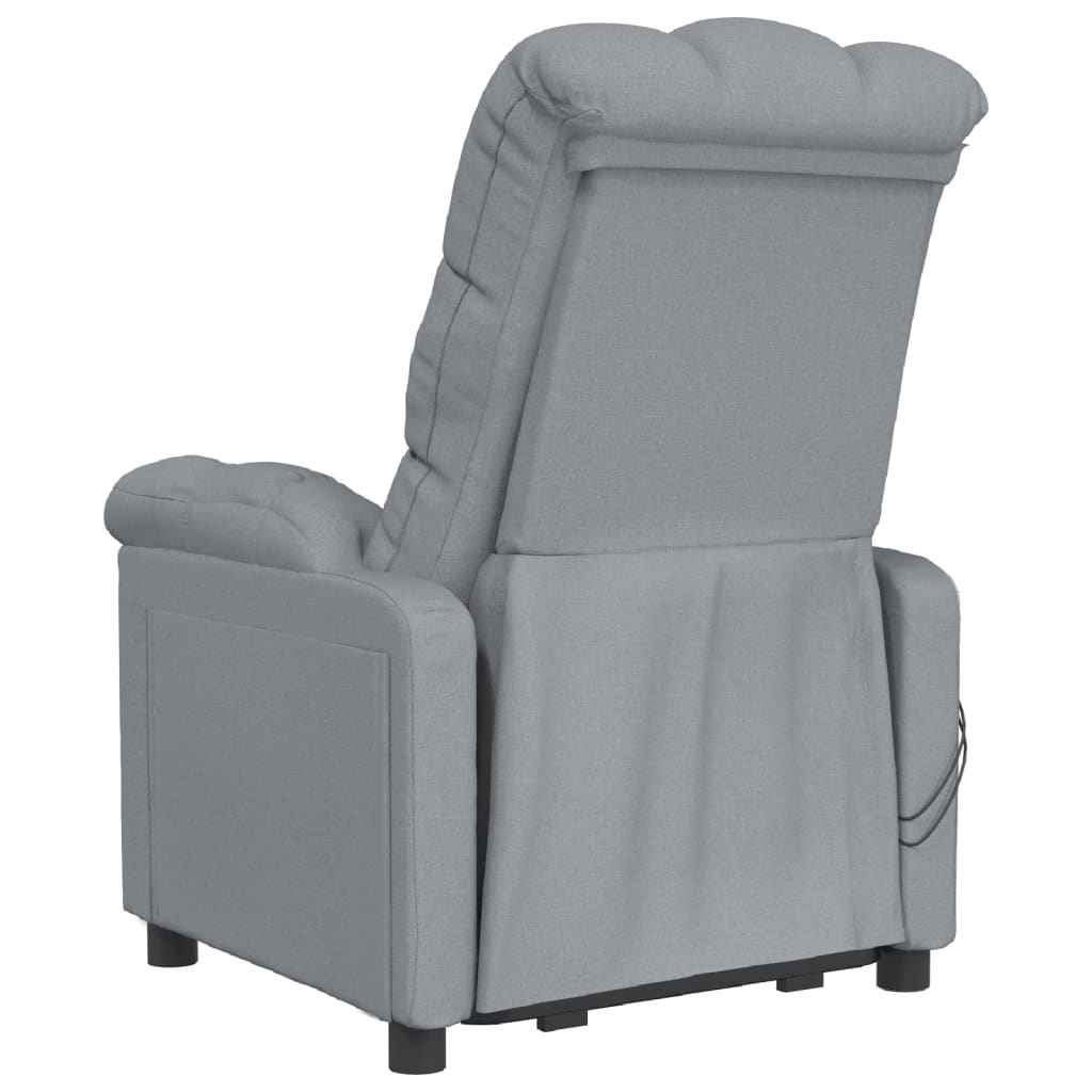 vidaXL Poltrona de massagens elétrica tecido cinzento-claro