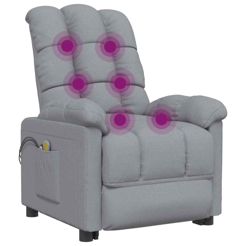 vidaXL Poltrona de massagens elétrica tecido cinzento-claro