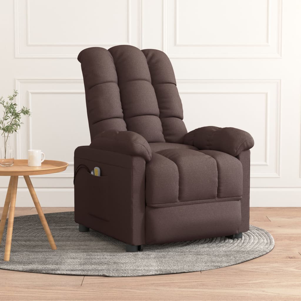 vidaXL Poltrona de massagens elétrica tecido cinzento-claro