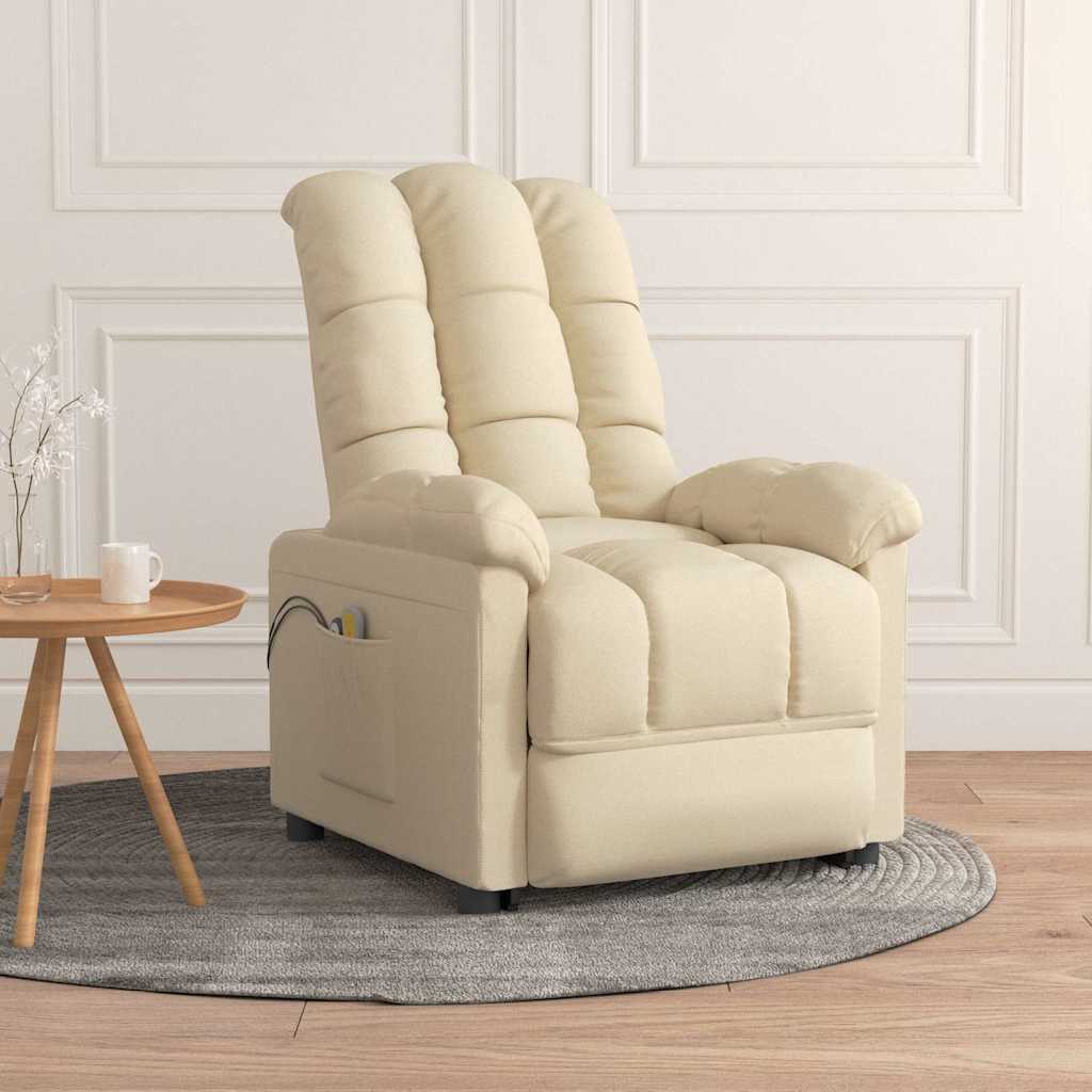 vidaXL Poltrona de massagens elétrica tecido cinzento-claro