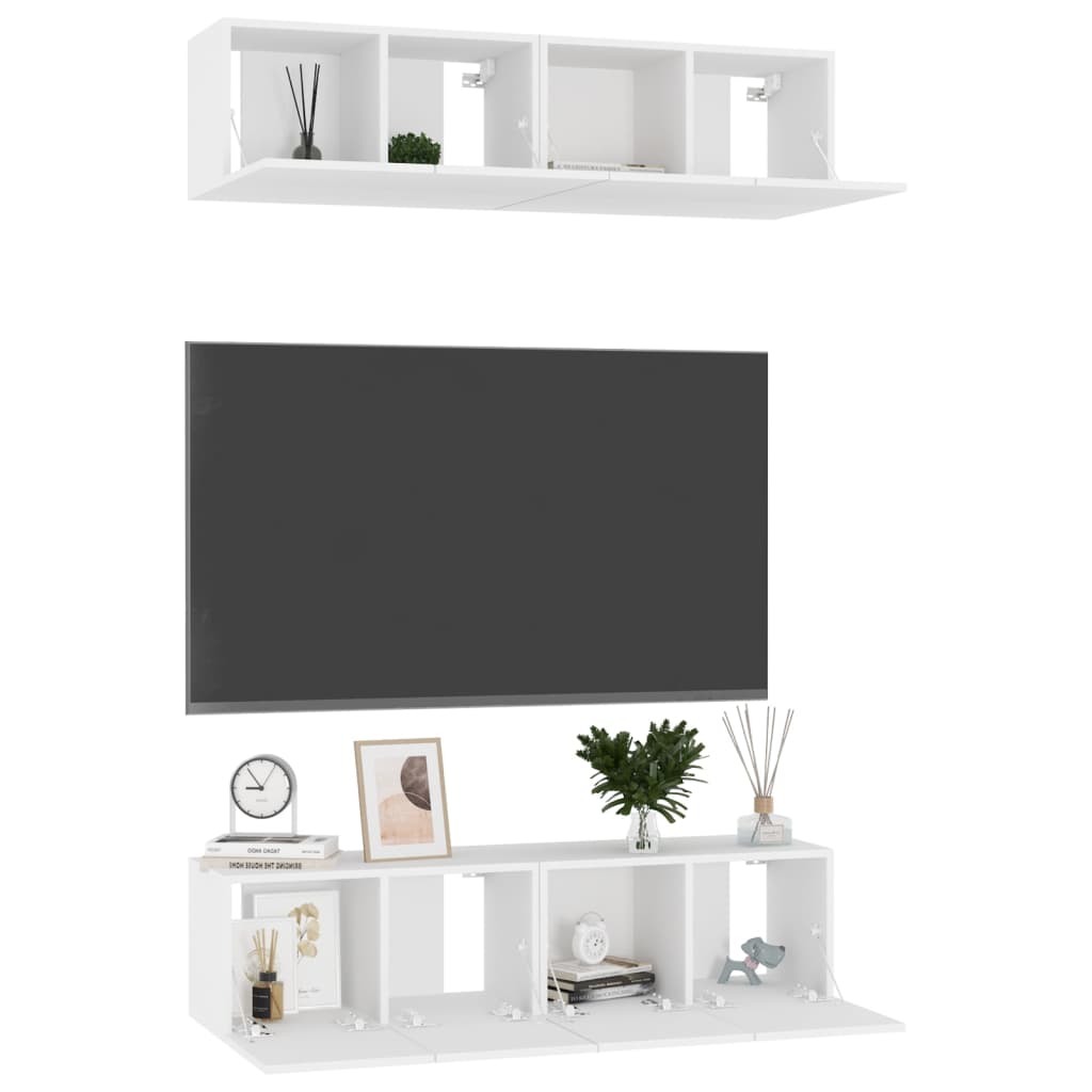 vidaXL Móveis de TV 4 pcs 60x30x30 cm contraplacado branco