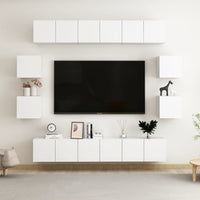 vidaXL 8 pcs conjunto de móveis de TV contraplacado branco