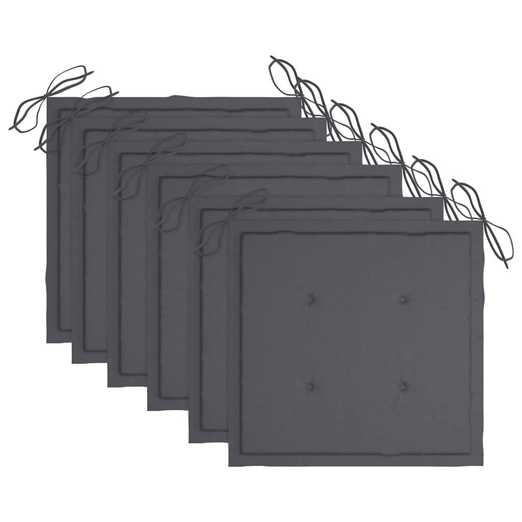 vidaXL Cadeiras de jardim dobráveis c/ almofadões 6 pcs acácia maciça