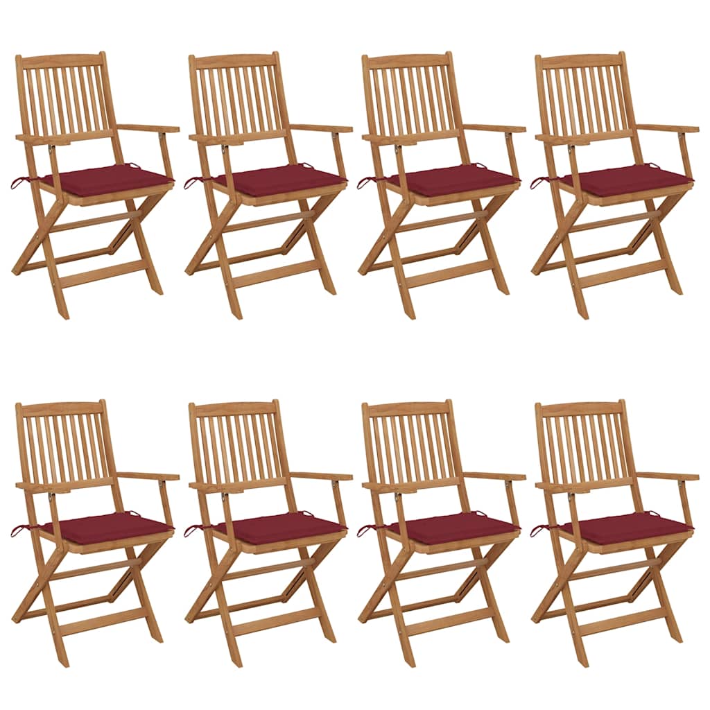 vidaXL Cadeiras de jardim dobráveis c/ almofadões 6 pcs acácia maciça