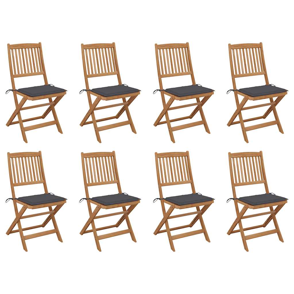 vidaXL Cadeiras de jardim dobráveis c/ almofadões 2 pcs acácia maciça