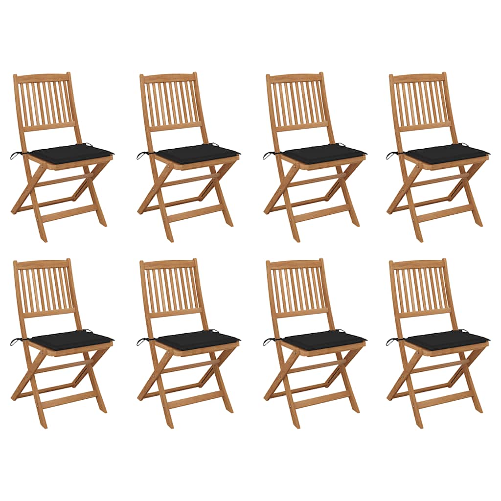 vidaXL Cadeiras de jardim dobráveis c/ almofadões 2 pcs acácia maciça