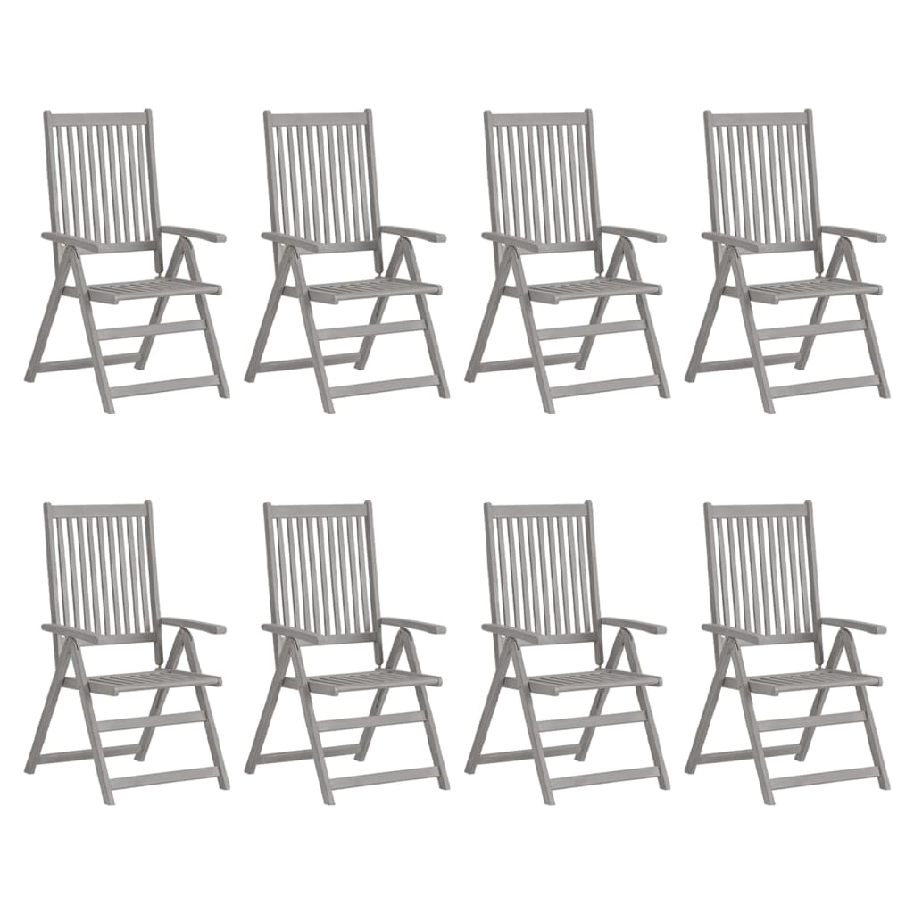 vidaXL Cadeiras jardim reclináveis 4 pcs madeira acácia maciça cinza