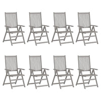 vidaXL Cadeiras jardim reclináveis 4 pcs madeira acácia maciça cinza