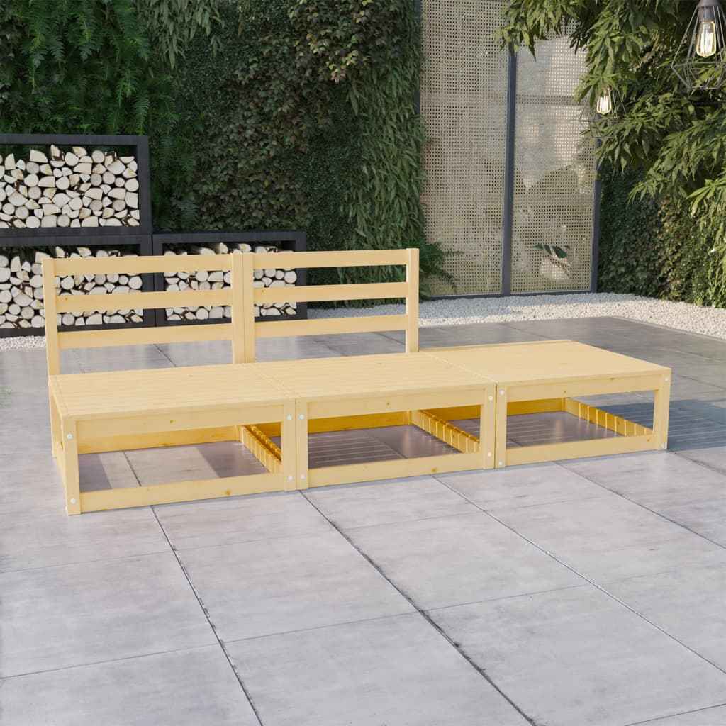 vidaXL 3 pcs conjunto lounge de jardim pinho maciço