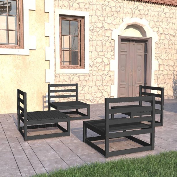 vidaXL 4 pcs conjunto lounge de jardim pinho maciço