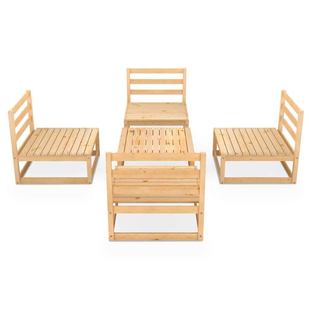vidaXL 5 pcs conjunto lounge de jardim pinho maciço